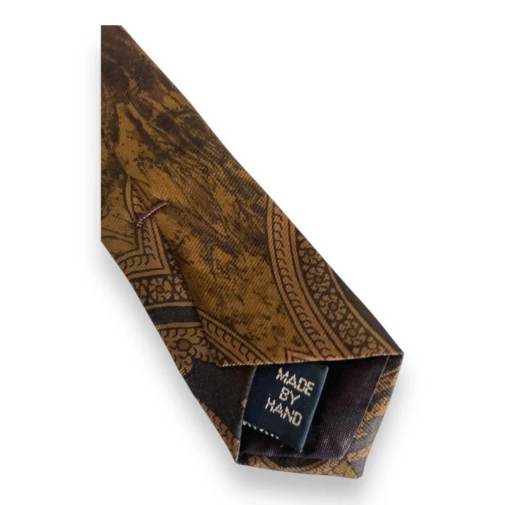 Vintage Polo Ralph Lauren‎ Tie Equestrian Fox Hunt Paisley Rust Brown Wide USA
